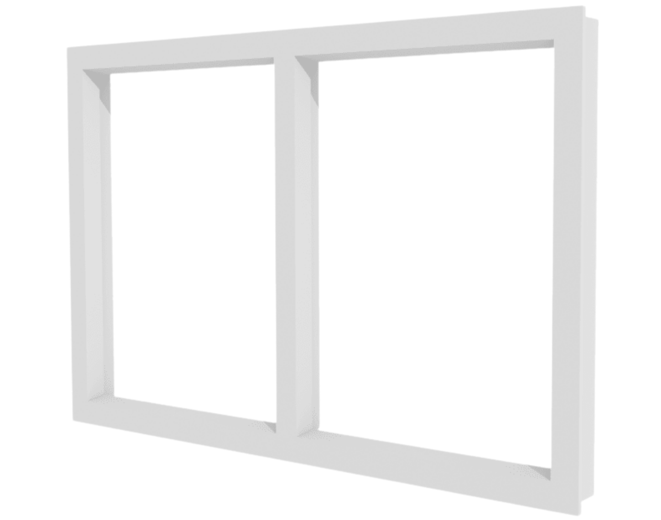 Kunststofffenster weiß, zweiteiliger Kunststoffrahmen ohne Verglasung mit Mittpfosten